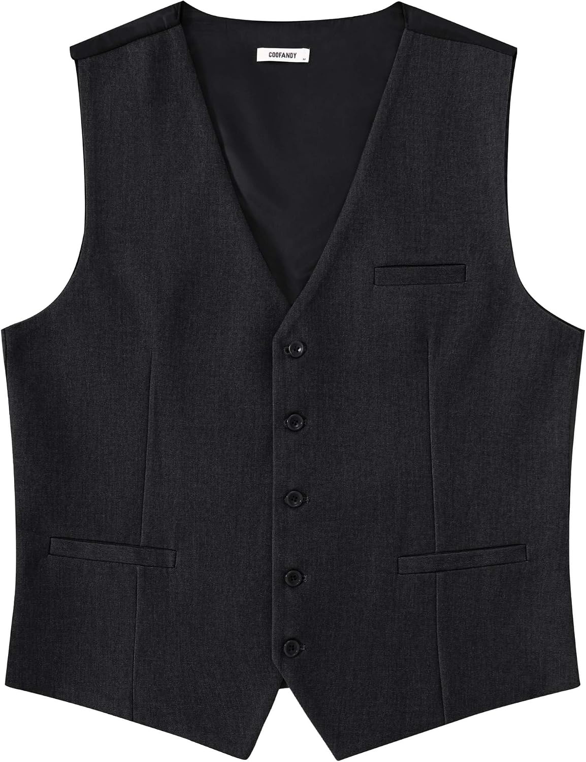 image:imageCOOFANDY Mens Suit Vest Business Casual Dress Vest Wedding Prom WaistcoatBlack