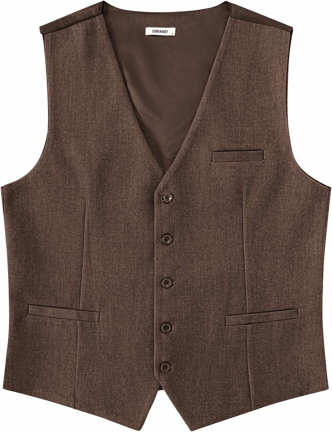image:imageCOOFANDY Mens Suit Vest Business Casual Dress Vest Wedding Prom WaistcoatBrown