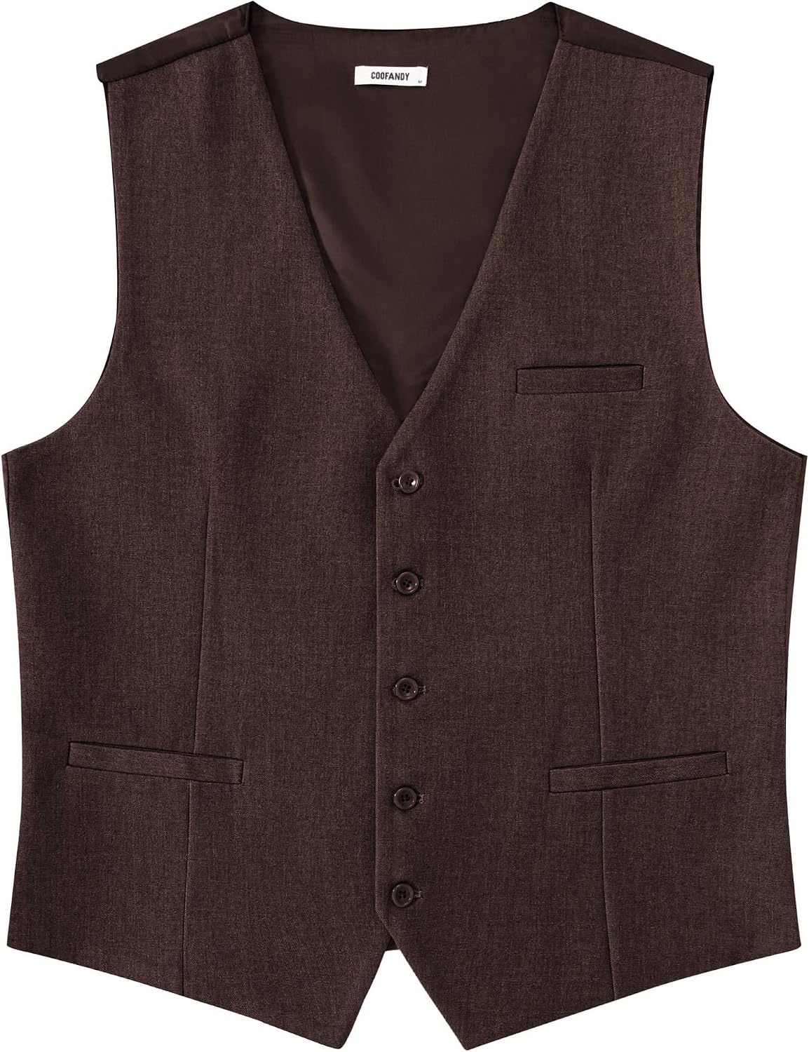 image:imageCOOFANDY Mens Suit Vest Business Casual Dress Vest Wedding Prom WaistcoatCoffee