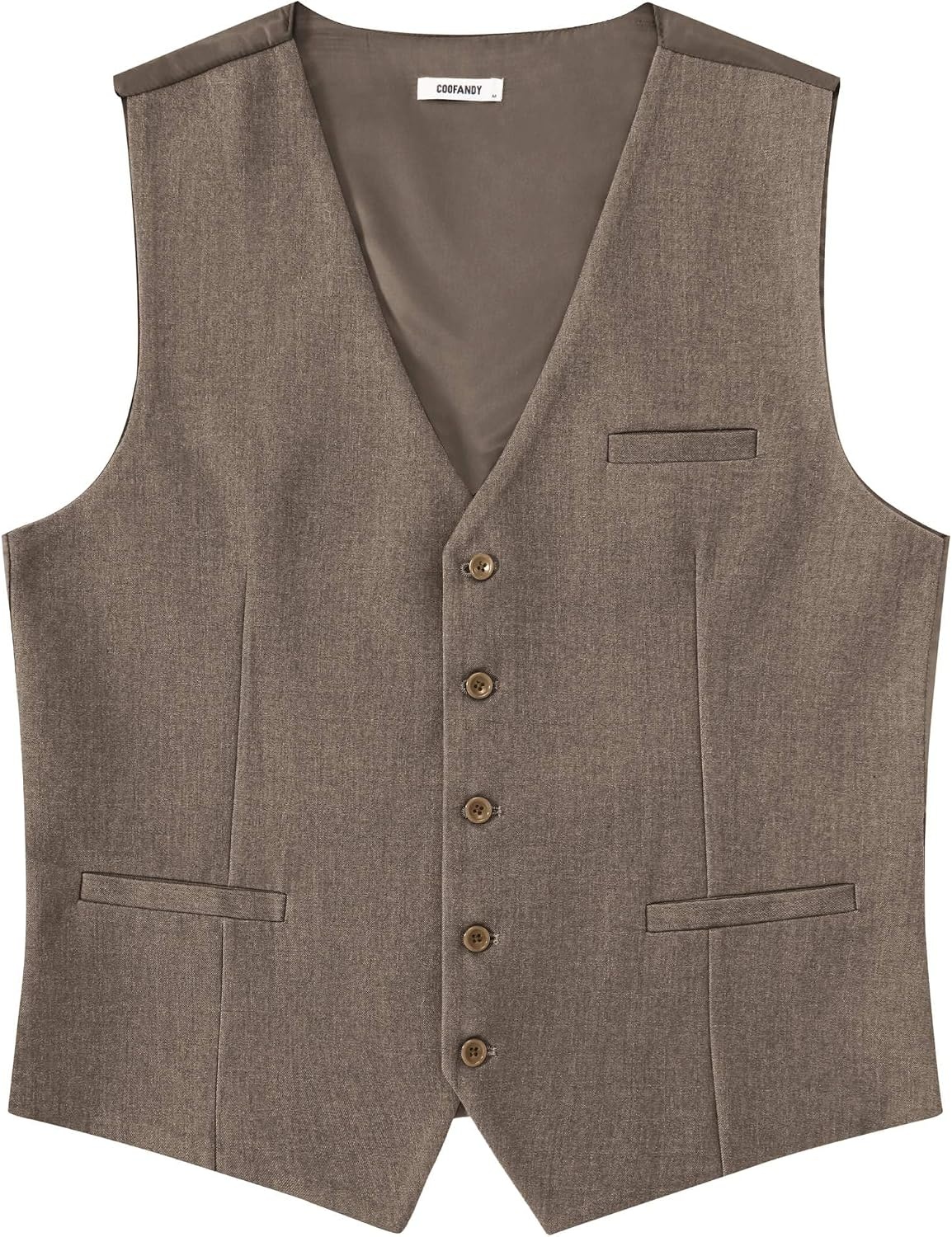 image:imageCOOFANDY Mens Suit Vest Business Casual Dress Vest Wedding Prom WaistcoatKhaki