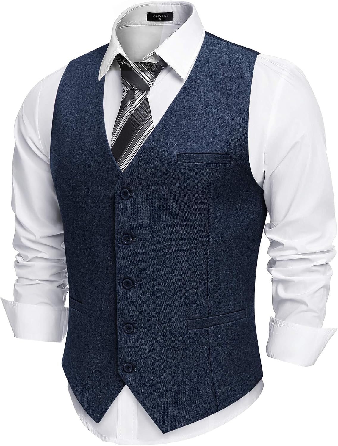 image:imageCOOFANDY Mens Suit Vest Business Casual Dress Vest Wedding Prom WaistcoatNavy Blue