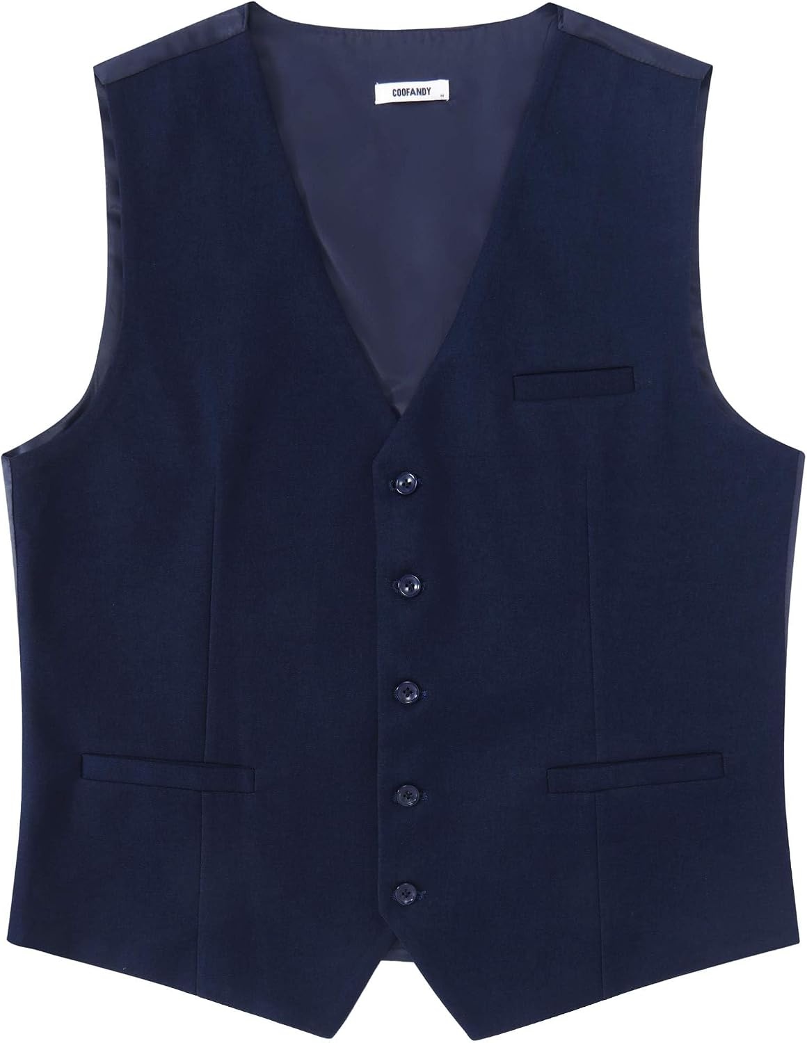 image:imageCOOFANDY Mens Suit Vest Business Casual Dress Vest Wedding Prom WaistcoatPure Navy