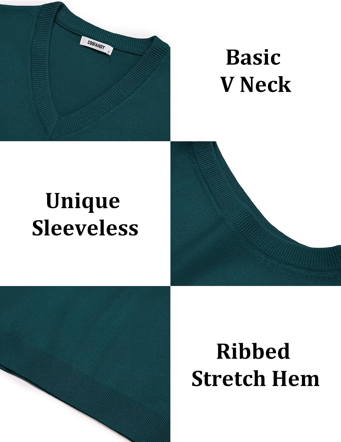 image:imageCOOFANDY Mens Sweater Vest Wool Blended Casual Sleeveless Knit PulloverDark Green
