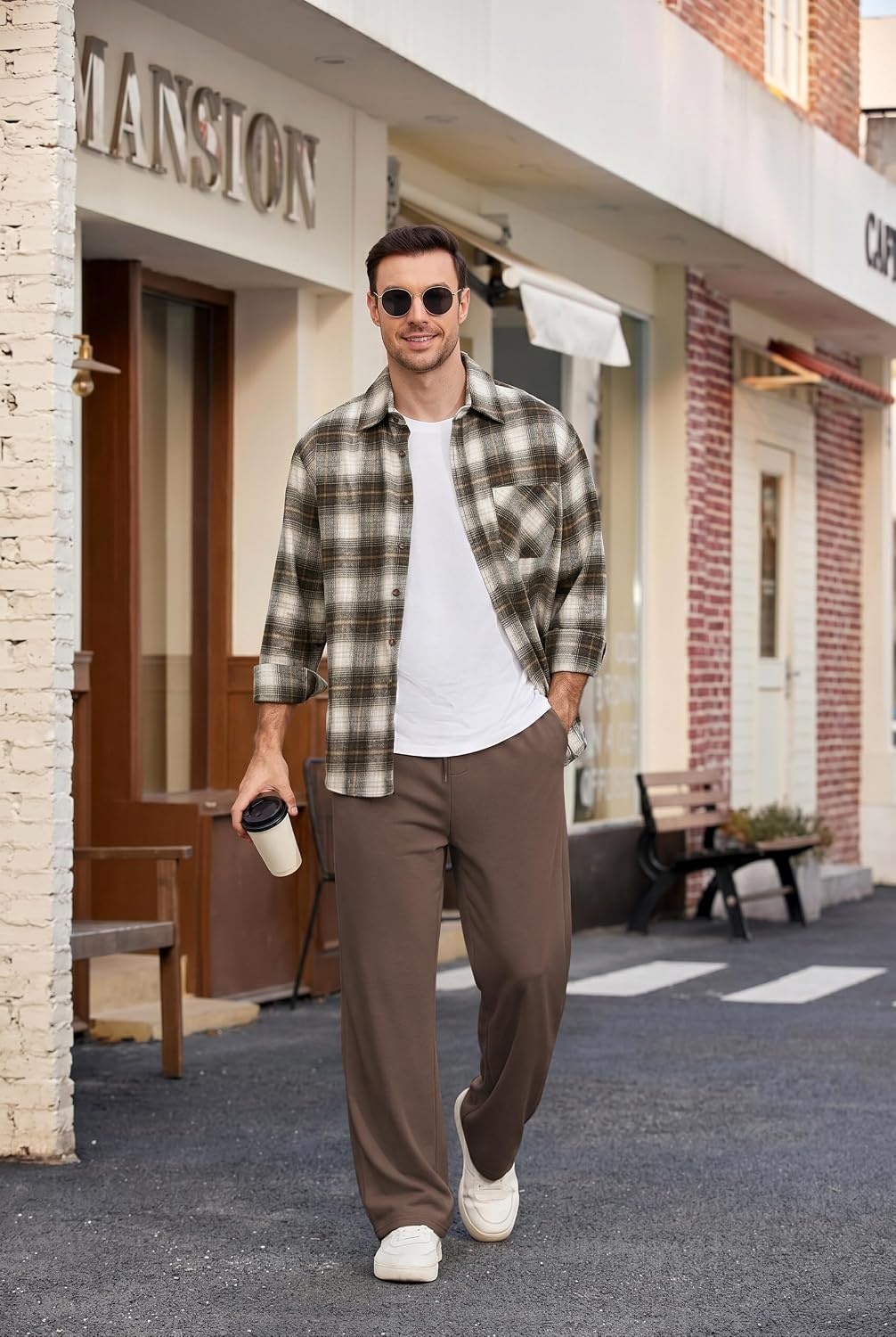 image:imageCOOFANDY Mens Sweatpants Casual Baggy Pants Lightweight Cotton SweatpantsBrown