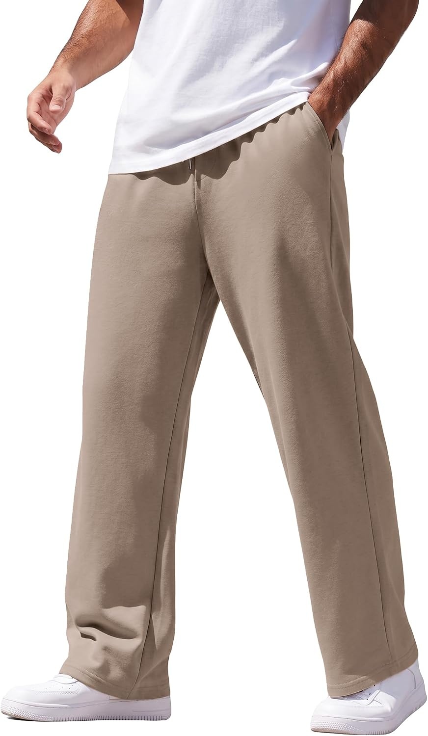 image:imageCOOFANDY Mens Sweatpants Casual Baggy Pants Lightweight Cotton SweatpantsKhaki