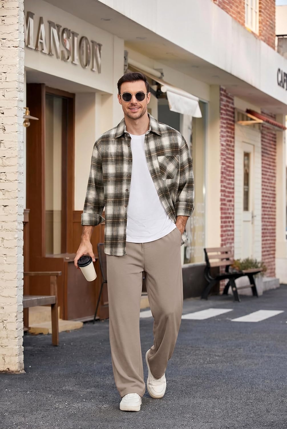 image:imageCOOFANDY Mens Sweatpants Casual Baggy Pants Lightweight Cotton SweatpantsKhaki