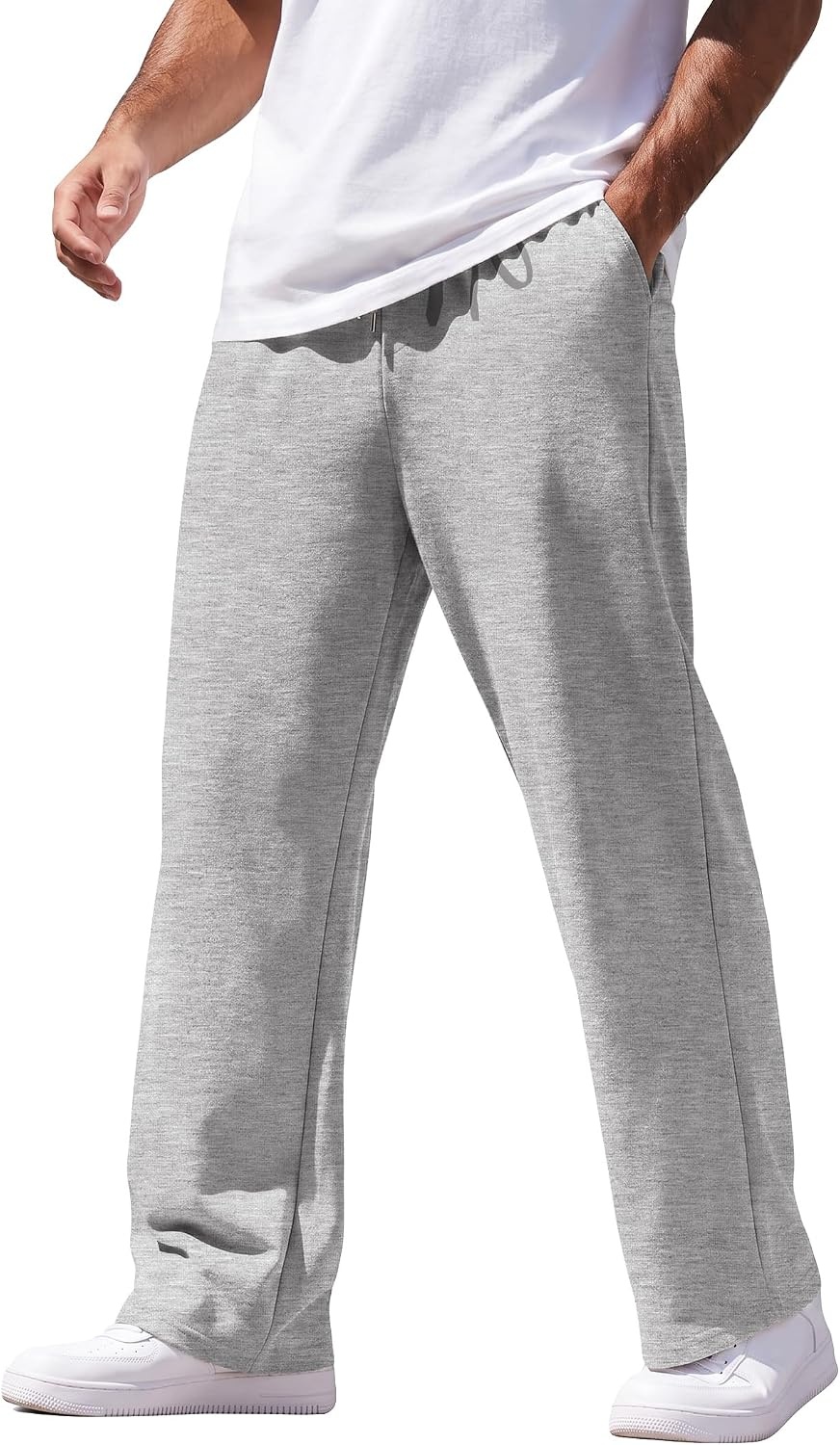 image:imageCOOFANDY Mens Sweatpants Casual Baggy Pants Lightweight Cotton SweatpantsLight Gray