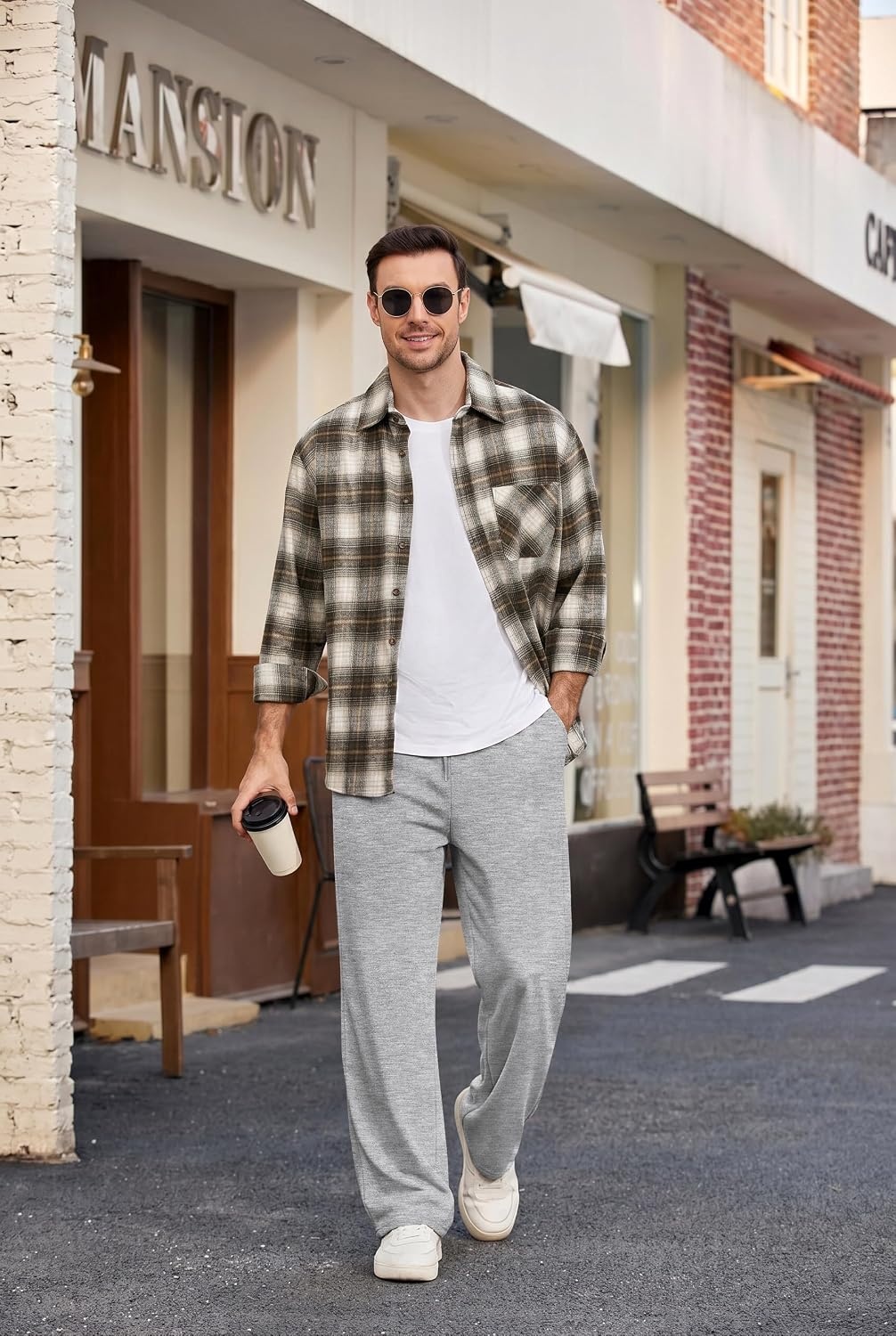 image:imageCOOFANDY Mens Sweatpants Casual Baggy Pants Lightweight Cotton SweatpantsLight Gray