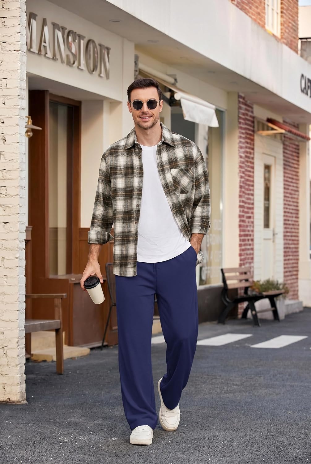 image:imageCOOFANDY Mens Sweatpants Casual Baggy Pants Lightweight Cotton SweatpantsNavy Blue