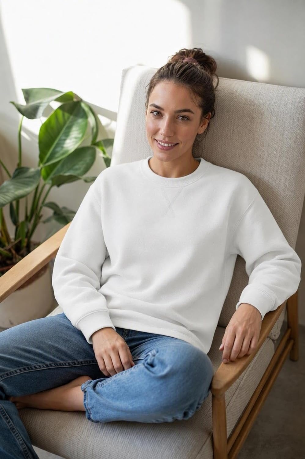image:imageCOOFANDY Mens Sweatshirt Crew Neck Lightweight Fleece Pullover TShirtWhite