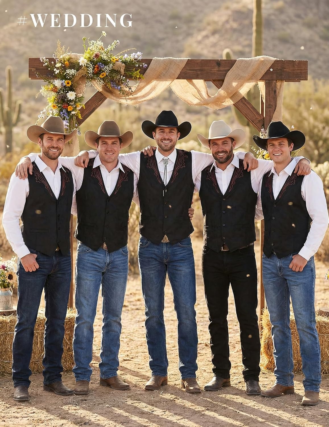 image:imageCOOFANDY Mens Western Vest Suede Cowboy Vest Casual Slim Fit WaistcoatBlack With Pattern