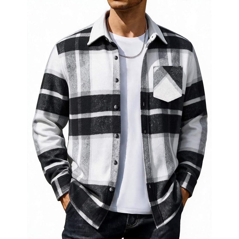 image:imageCOOFANDY Mens Flannel Shirts Long Sleeve Plaid Button Down Shirt JacketsBlack Plaid