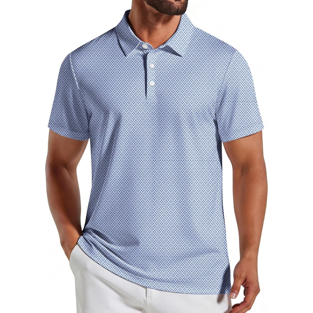 image:imageCOOFANDY Mens Golf Polo Shirts Short Sleeve Quick Dry Casual Collared ShirtLight Blue Square
