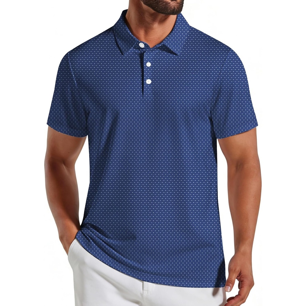 image:imageCOOFANDY Mens Golf Polo Shirts Short Sleeve Quick Dry Casual Collared ShirtNavy Blue Cross