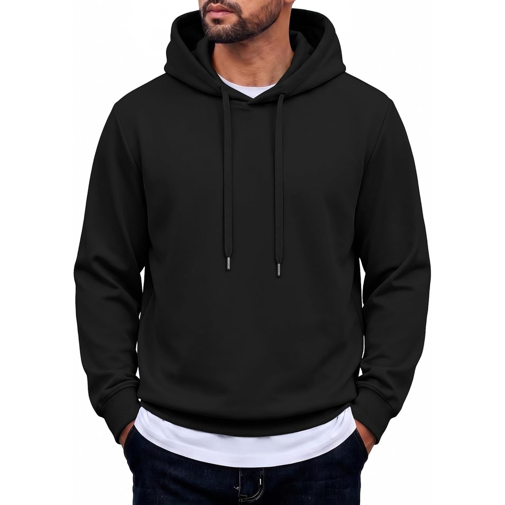 image:imageCOOFANDY Mens Hoodie Pullover Hooded Sweatshirt Casual Fashion Solid FallBlack