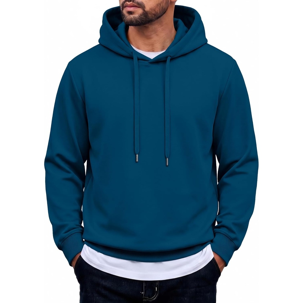 image:imageCOOFANDY Mens Hoodie Pullover Hooded Sweatshirt Casual Fashion Solid FallDark Blue