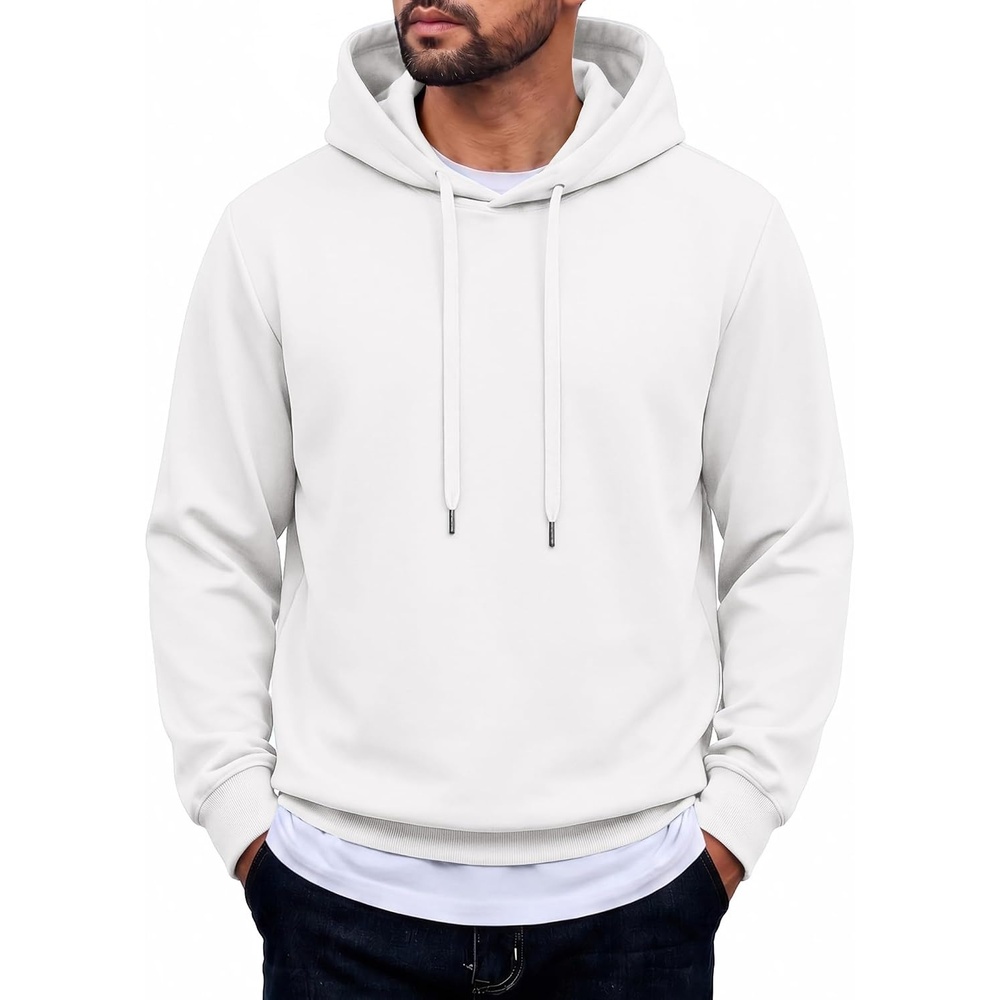 image:imageCOOFANDY Mens Hoodie Pullover Hooded Sweatshirt Casual Fashion Solid FallWhite