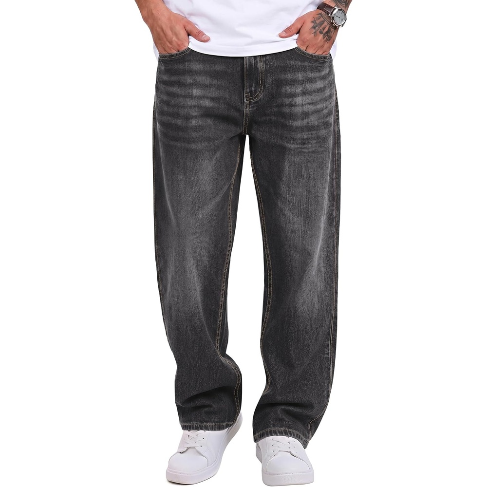 image:imageCOOFANDY Mens Jeans Relaxed Fit Stretch Denim Straight Leg Casual PantsSmoky Grey