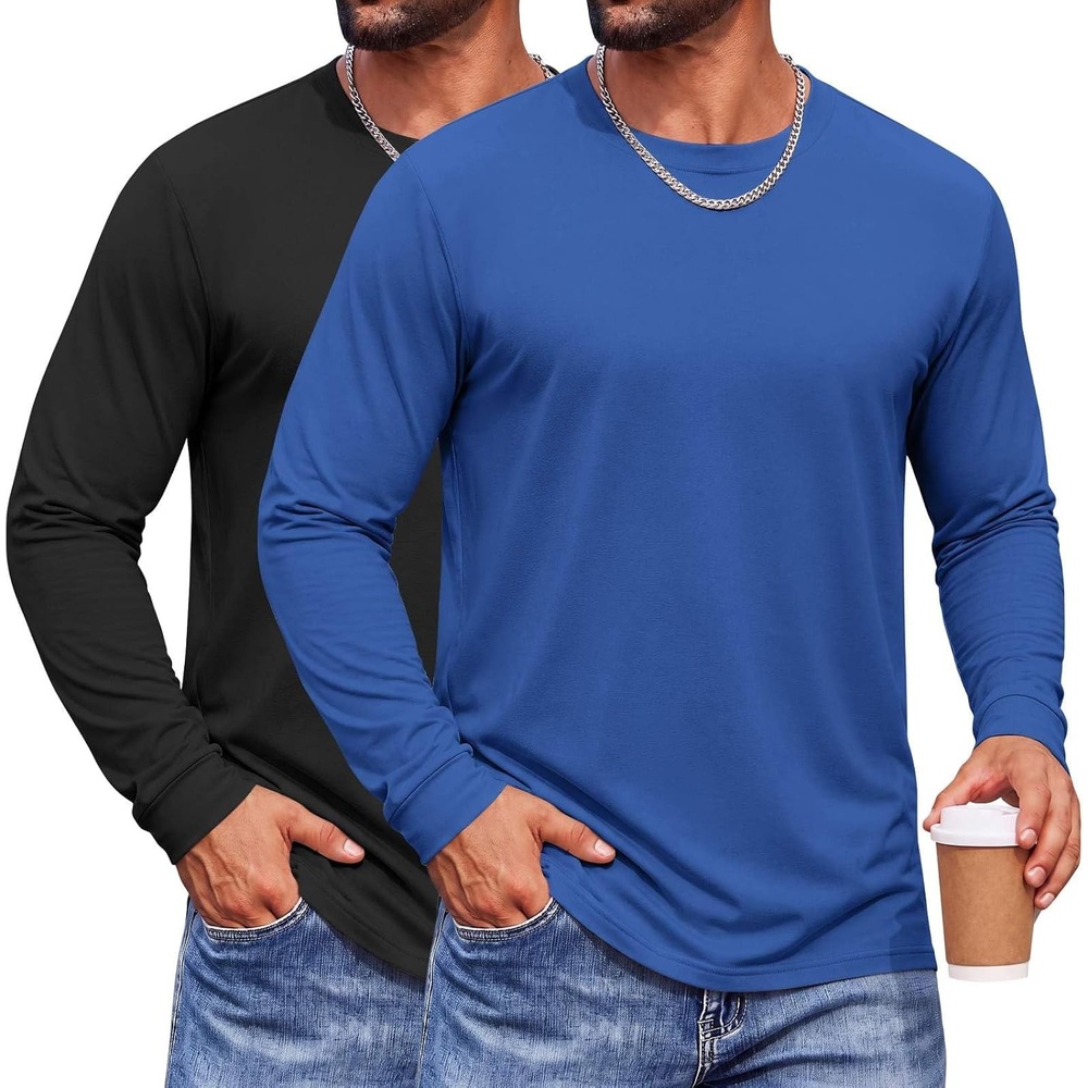 image:imageCOOFANDY Mens Long Sleeve TShirts Crew Neck RegularFit Tee Shirts Casual Basic TshirtsBlacknavy