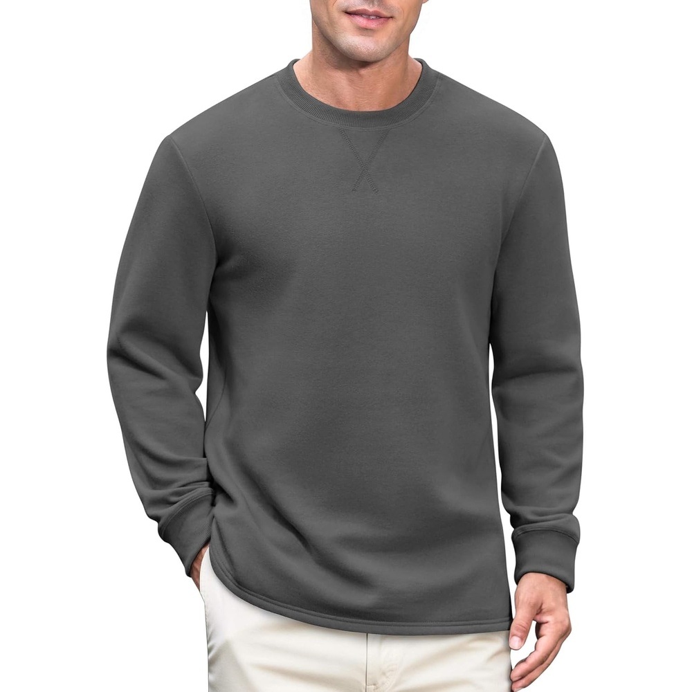 image:imageCOOFANDY Mens Sweatshirt Crew Neck Lightweight Fleece Pullover TShirtDark Grey