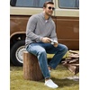 COOFANDY Men Corduroy Sweatshirt Quarter Zip Pullover Mock Neck Long Sleeve(Grey)