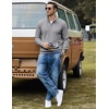 COOFANDY Men Corduroy Sweatshirt Quarter Zip Pullover Mock Neck Long Sleeve(Grey)