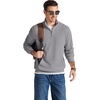 COOFANDY Men Corduroy Sweatshirt Quarter Zip Pullover Mock Neck Long Sleeve(Grey)