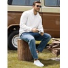 COOFANDY Men Corduroy Sweatshirt Quarter Zip Pullover Mock Neck Long Sleeve(White)