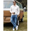 COOFANDY Men Corduroy Sweatshirt Quarter Zip Pullover Mock Neck Long Sleeve(White)
