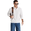 COOFANDY Men Corduroy Sweatshirt Quarter Zip Pullover Mock Neck Long Sleeve(White)