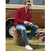 COOFANDY Men Corduroy Sweatshirt Quarter Zip Pullover Mock Neck Long Sleeve(Wine Red)