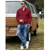 COOFANDY Men Corduroy Sweatshirt Quarter Zip Pullover Mock Neck Long Sleeve(Wine Red)