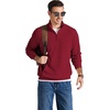 COOFANDY Men Corduroy Sweatshirt Quarter Zip Pullover Mock Neck Long Sleeve(Wine Red)