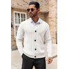 COOFANDY Men’s Cardigan Sweater Cable Knit V Neck Button up Sweaters Ribbed Cardigan Sweater with Pockets(White)