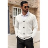 COOFANDY Men’s Cardigan Sweater Cable Knit V Neck Button up Sweaters Ribbed Cardigan Sweater with Pockets(White)
