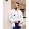 COOFANDY Men’s Cardigan Sweater Cable Knit V Neck Button up Sweaters Ribbed Cardigan Sweater with Pockets(White)