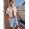 COOFANDY Mens Casual Cotton 9” Shorts Drawstring Summer Beach Chino Shorts(Baby Blue)