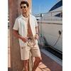 COOFANDY Mens Casual Cotton 9” Shorts Drawstring Summer Beach Chino Shorts(Beige)