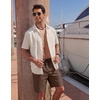 COOFANDY Mens Casual Cotton 9” Shorts Drawstring Summer Beach Chino Shorts(Brown)