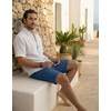 COOFANDY Mens Casual Cotton 9” Shorts Drawstring Summer Beach Chino Shorts(Denim Blue)