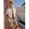 COOFANDY Mens Casual Cotton 9” Shorts Drawstring Summer Beach Chino Shorts(Khaki-2)