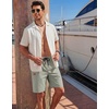 COOFANDY Mens Casual Cotton 9” Shorts Drawstring Summer Beach Chino Shorts(Light Green)