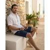 COOFANDY Mens Casual Cotton 9” Shorts Drawstring Summer Beach Chino Shorts(Navy Blue)
