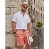 COOFANDY Mens Casual Cotton 9” Shorts Drawstring Summer Beach Chino Shorts(Pink)