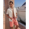 COOFANDY Mens Casual Cotton 9” Shorts Drawstring Summer Beach Chino Shorts(Pink)