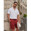 COOFANDY Mens Casual Cotton 9” Shorts Drawstring Summer Beach Chino Shorts(Red)