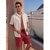 COOFANDY Mens Casual Cotton 9” Shorts Drawstring Summer Beach Chino Shorts(Red)