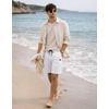COOFANDY Mens Casual Cotton 9” Shorts Drawstring Summer Beach Chino Shorts(White)