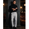 COOFANDY Men’s Corduroy Pant Straight Fit Flat Front Casual Dress Slacks(Light Gray)