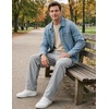 COOFANDY Men’s Corduroy Pant Straight Fit Flat Front Casual Dress Slacks(Light Gray)